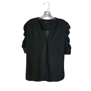 New York & Company Black Button-Up Blouse